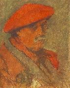 Jozsef Rippl-Ronai Self-portrait with Red Beret oil painting